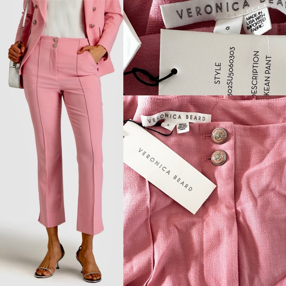 VERONICA BEARD
Kean tweed kick-flare pants peony pink size 8 NWT - Picture 2 of 10
